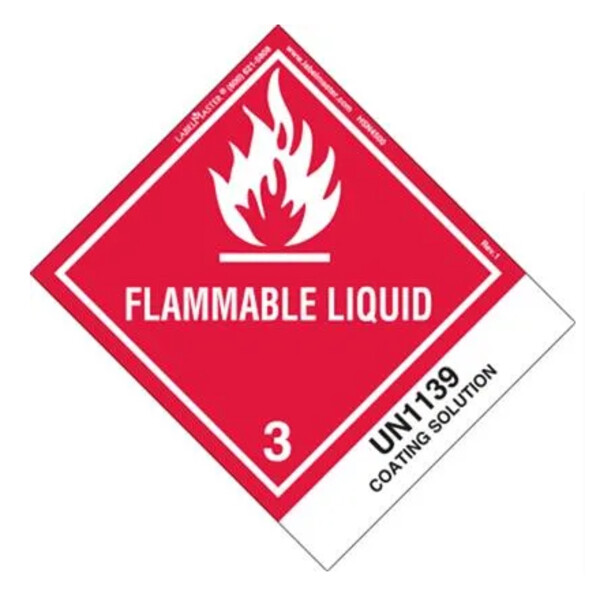 FLAMMABLE LIQUID LABEL, UN1139 COATING SOLUTION, PAPER