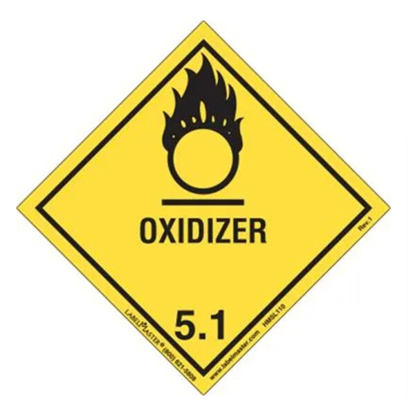 Oxidizer Class 5.1 Worded Label Wet