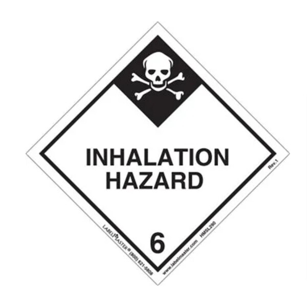 Inhalation Hazard Label, Worded, Paper, Pack of 50