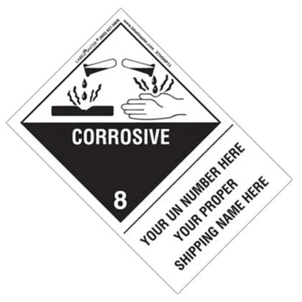 Personalized Corrosive Label, Shipping Name, PVC-Free Film, Extended Tab