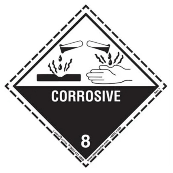 Corrosive Label, Worded, w/Dotted Border, PVC-Free Film 
