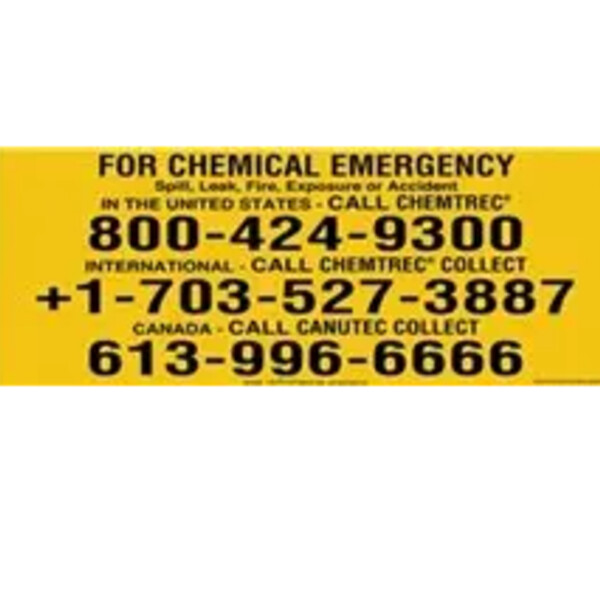 	CHEMTREC Chemical Emergency Phone Number Marking For Railroad, Vinyl, 30