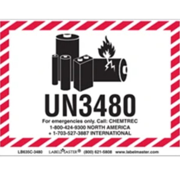 	CHEMTREC UN3481 Lithium Battery Handling Marking, 100mm x 70mm, Paper