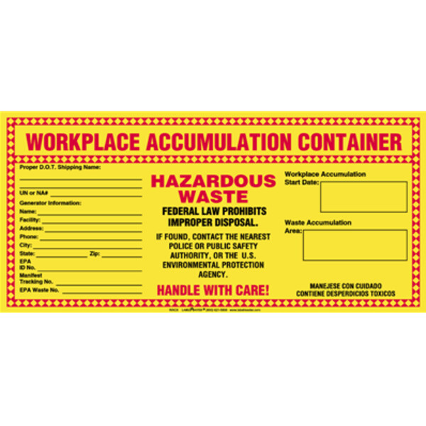 Accumulation Hazardous Waste 2-in-1 Label, Stock PVC-Free Film