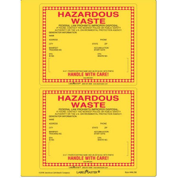 California Waste Label, Laser Paper, 6
