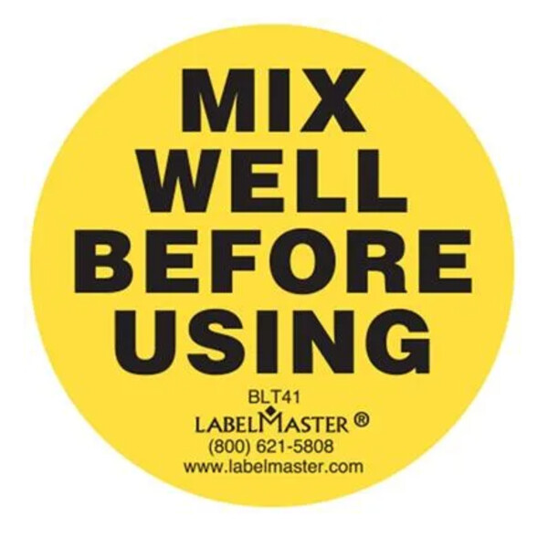 Mix Well Before Using Label
