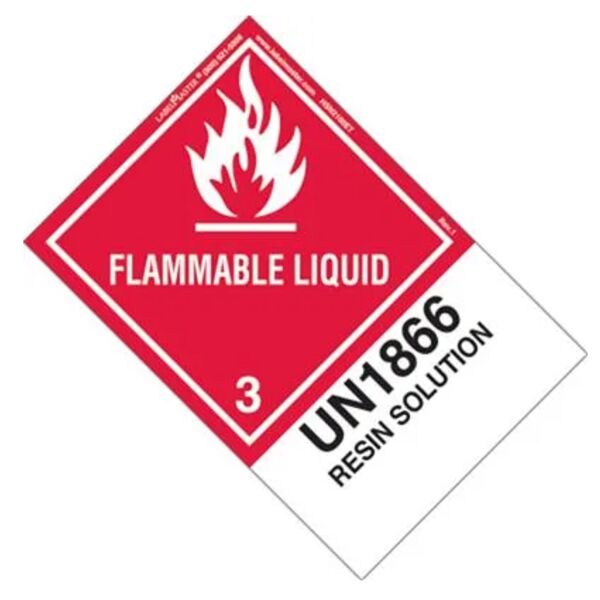 FLAMMABLE LIQUID LABEL, UN1866 RESIN SOLUTION, EXTENDED TAB Thumbnail