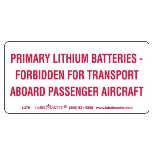 DOT LITHIUM BATTERY MARKING, PAPER, 6" X 4" Thumbnail