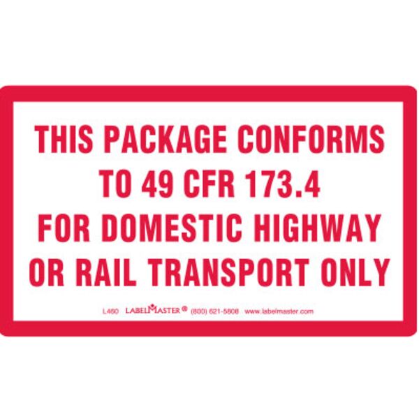 This Package Conforms to 49 CFR Marking, 173.4, Paper Thumbnail