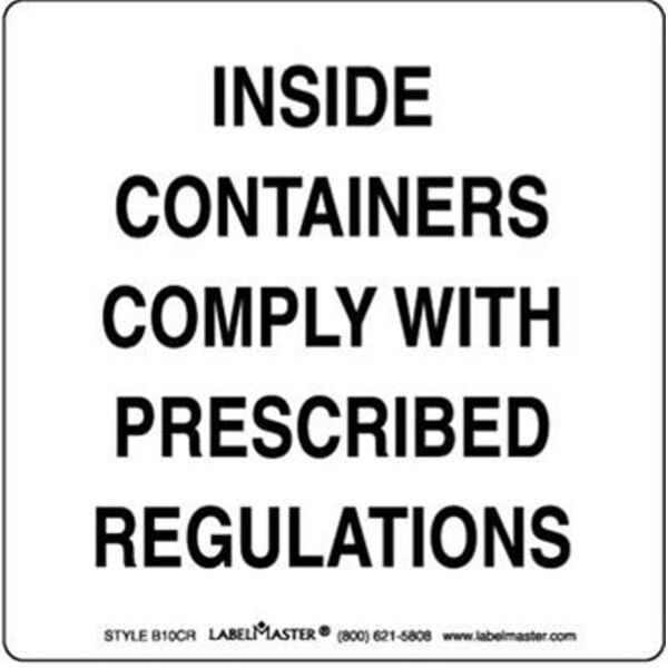 Inside Containers Comply With Prescribed Regulations Label Thumbnail