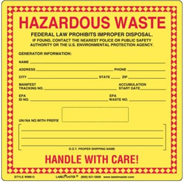 Standard Waste Label for 12mm UN/NA, Stock, PVC-Free Film, 6" x 6", Pack of 100 Thumbnail