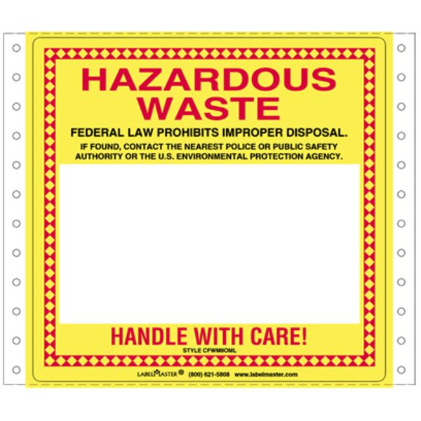 Standard Waste Label, Pin-Feed PVCF, 6" x 5.875", Pack of 500 Thumbnail