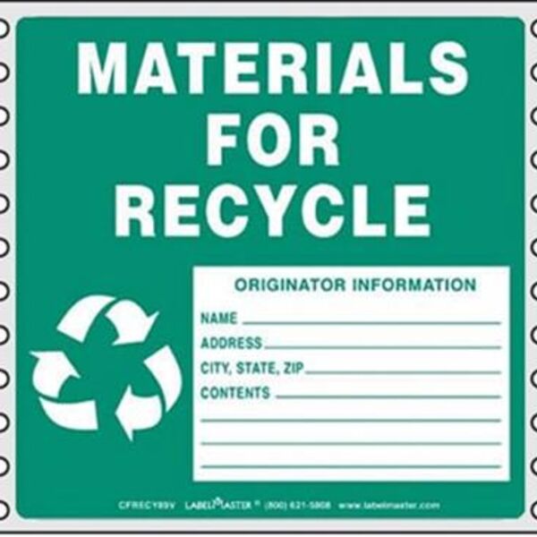 Materials for Recycle Label, w/Originator Info, Pin-Feed PVCF Thumbnail